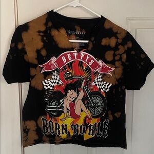 Betty Boop Black & Brown Tie-Dye 'Born to Ride' Graphic Tee